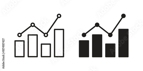 Stats icon flat and stroke collection for ui ux work.