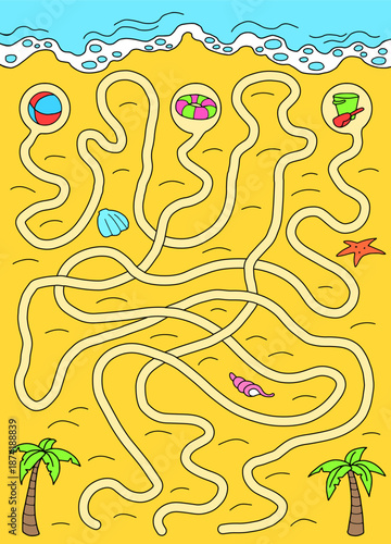 Beach maze graphic color landscape vertical sketch illustration vector 