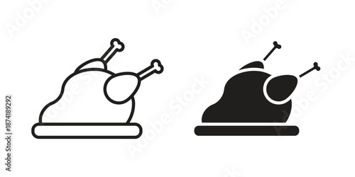 Turkey icon flat and stroke collection for ui ux work.