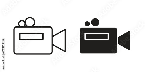 Video camera icon flat and stroke collection for ui ux work.