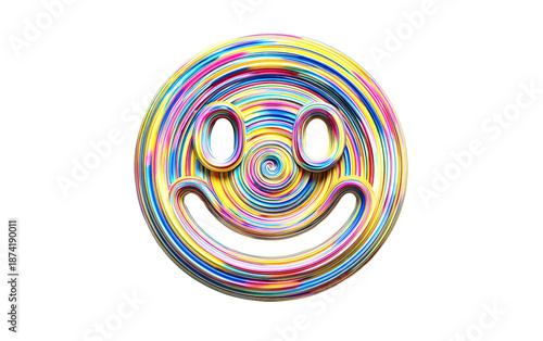 Woozy face emoji with spinning tiny colorful swirl showing dizziness confusion and playful daze isolated on transparent background PNG
