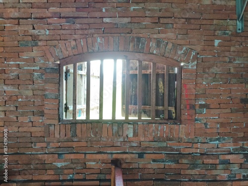 old brick wall with window