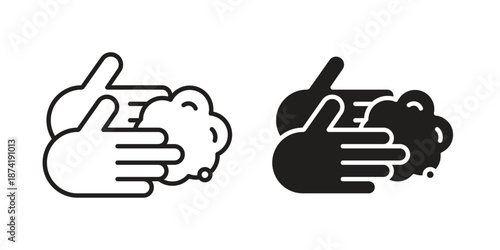 Wash your hands icon flat and stroke collection for ui ux work.