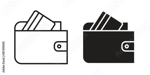 Wallet icon flat and stroke collection for ui ux work.