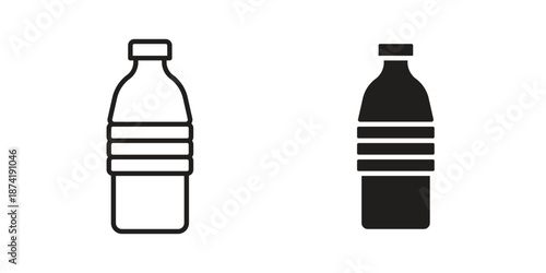 Water bottle icon flat and stroke collection for ui ux work.