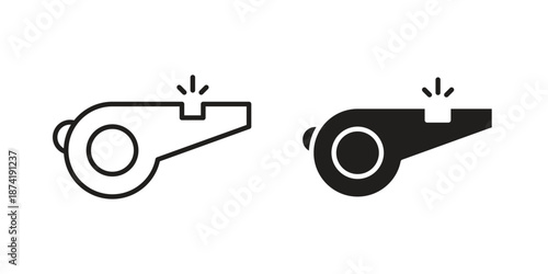 Whistle icon flat and stroke collection for ui ux work.