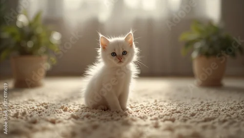 Obraz Cute feline resting indoors, highlighting pet companionship during National Pet Month