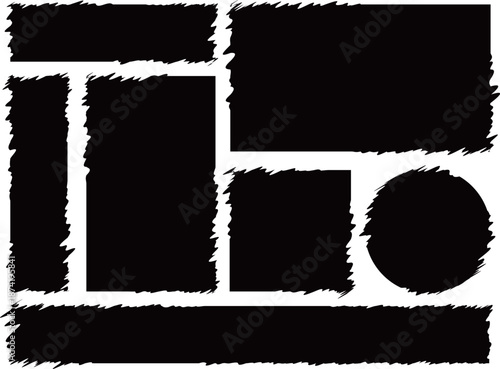 グリッチ風フレーム7種セット　ブラック