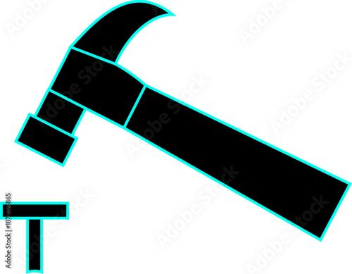 Modern outline illustration of a hammer representing building and repair work.