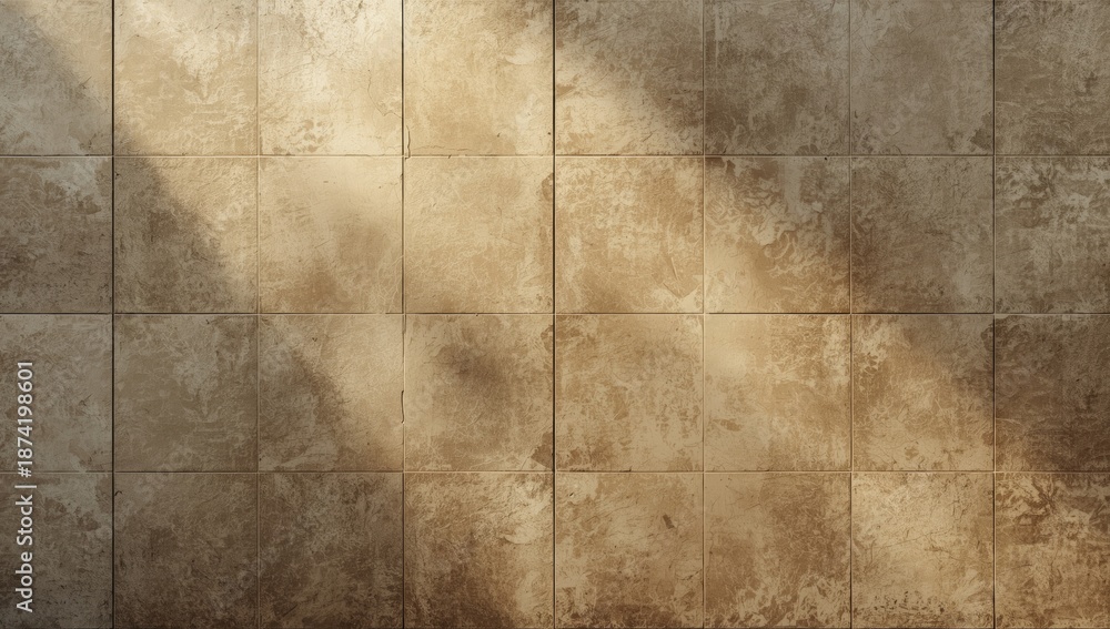 Naklejka premium Grunge sable patterned tile surface serving as wall and floor backdrop for architectural projects