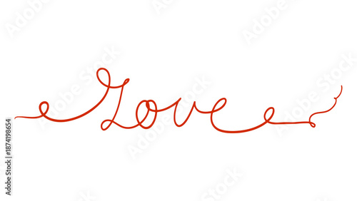 Love text handwritten for Valentine, element and wedding. Continuous line drawing art