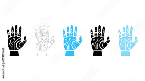 Cyber hand icon bundle for robotics artificial intelligence technology