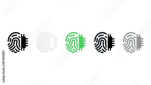 Finger chip icon bundle for biometric security authentication technology
