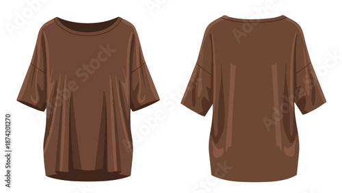Versatile Brown T-Shirt Mockup: Front and Back Views for Fashion Design and Apparel Presentations