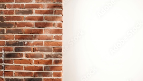 Red brick wall corner serving as a textured backdrop for creative layouts or interior decor