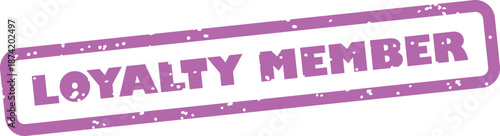 Purple loyalty member stamp on white
