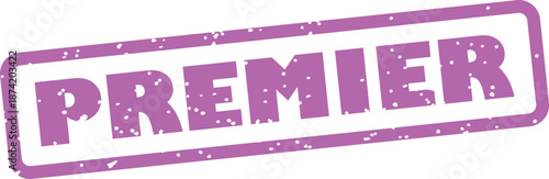 Purple premier stamp with white background