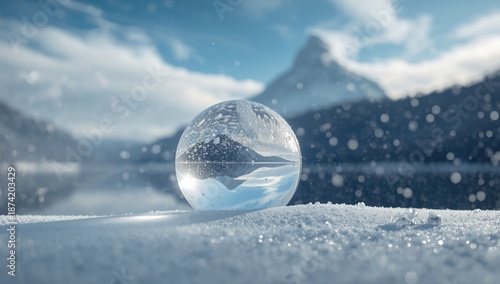 Snow-covered mountain scene with detailed snow crystals at Mount Wallberg, Bavaria, Germany, erosion risk awareness