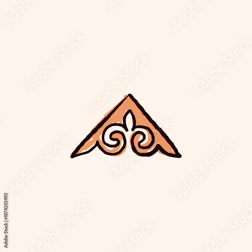 Hand Drawn Kazakh Ornament Corner Element
