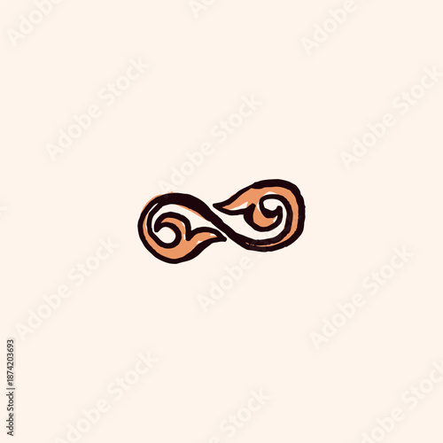 Hand Drawn Kazakh Ornament Infinity Shape