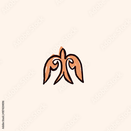 Hand Drawn Kazakh Wing Ornament Symbol