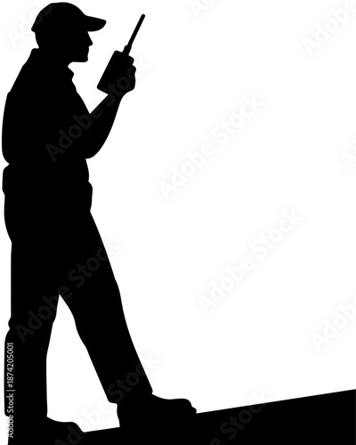 Police Officer Silhouette Vector, Law Enforcement Illustration in Black and White