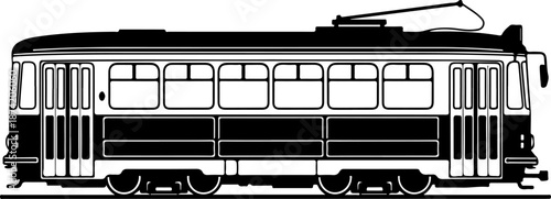 Classic city streetcar silhouette vector illustration
