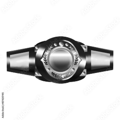 Halftone illustration of a luxury wristwatch isolated on white background. Timekeeping and fashion accessory concept for elegance, precision, craftsmanship, and premium lifestyle design.