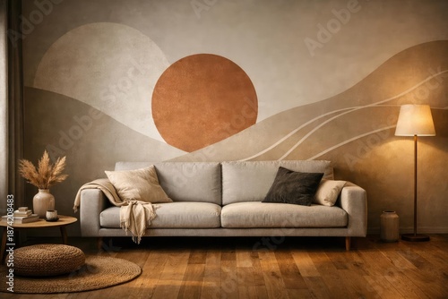 Minimalist living area with...
