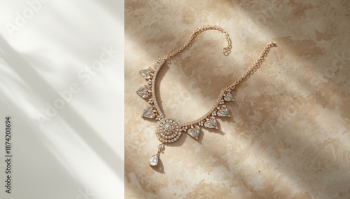 Jewelry necklace on a plain...