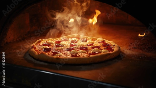 Pizza ready in the oven wit...