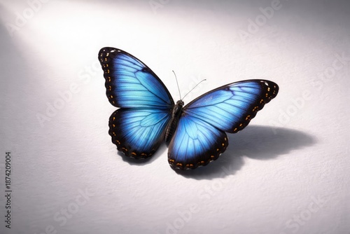Blue butterfly resting on a...