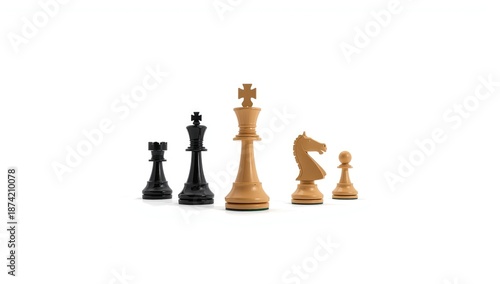 Set of chess pieces on plai...