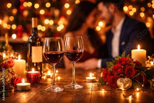 Romantic evening with red w...