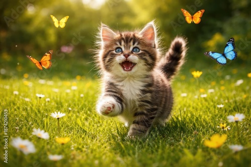 Happy kitten chasing butter...