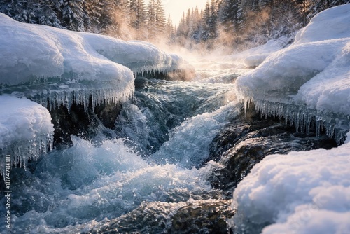 Moving river water escaping...