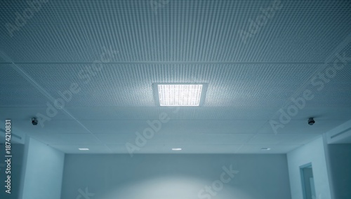 White ceiling with grid pat...