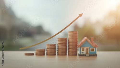 Small house model and coin ...