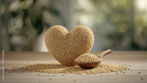 Buckwheat heart with a wood...