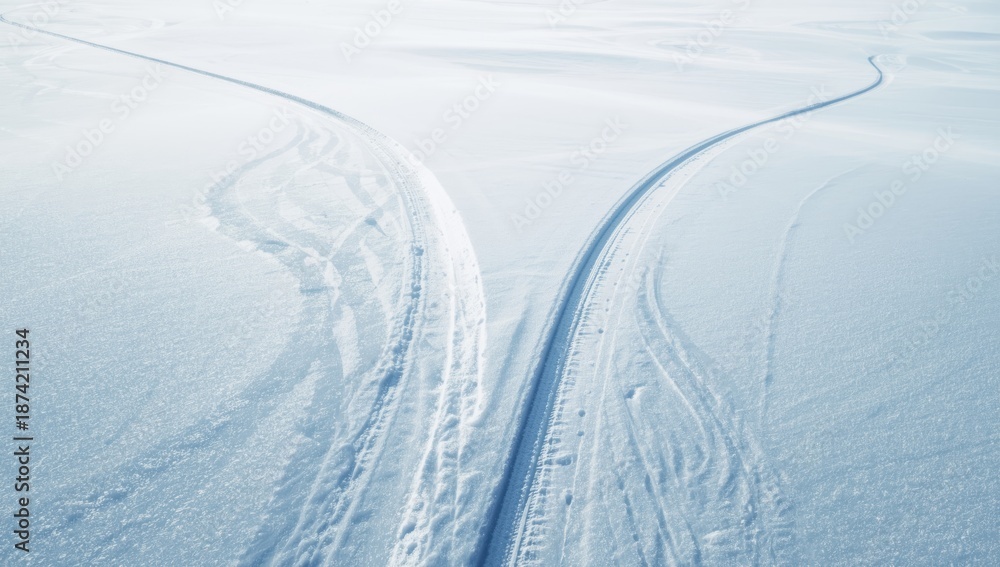 Obraz premium Nordic skiing trails in a snowy landscape, highlighting winter accessibility