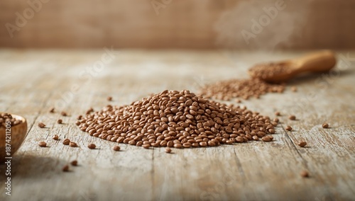 Heap of raw brown lentils, ...
