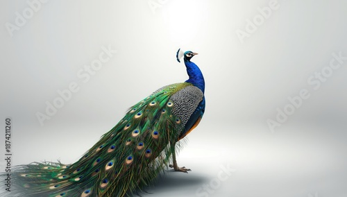 Colorful peacock with tail ...