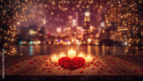 Romantic Valentine day backdrop featuring free space for custom decorations, suitable for greeting cards