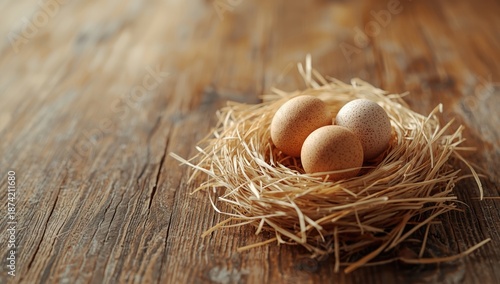 Nest of farm fresh eggs, em...