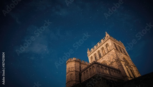 Old stone castle under nigh...