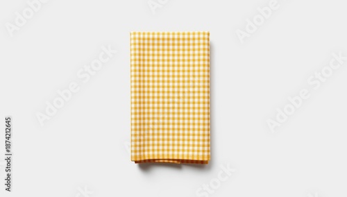 Yellow plaid tablecloth nea...
