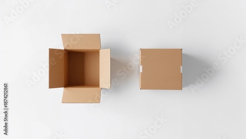 Cardboard boxes in open and...
