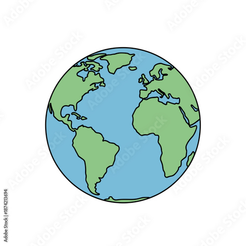 Earth icon showcasing global geography on transparent background