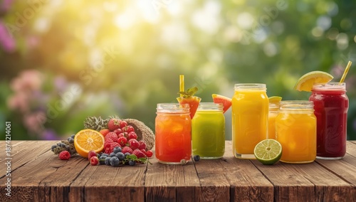 Assorted fruit juices in gl...