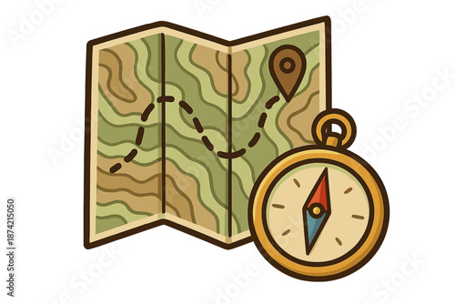 Exploring a map and compass for outdoor adventures and travel plans to navigate through various terrains and landscapes